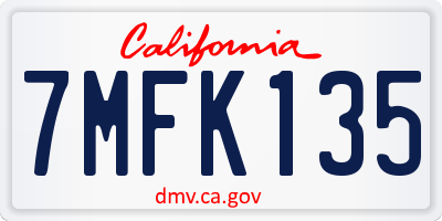 CA license plate 7MFK135