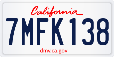 CA license plate 7MFK138