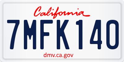 CA license plate 7MFK140