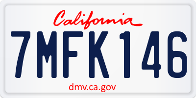 CA license plate 7MFK146
