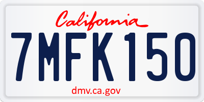 CA license plate 7MFK150