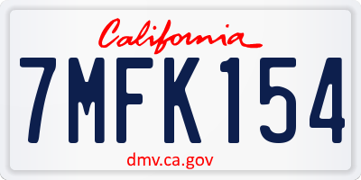 CA license plate 7MFK154