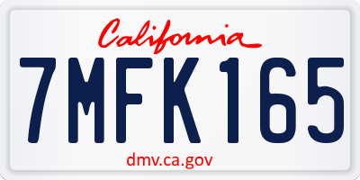 CA license plate 7MFK165