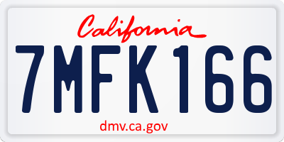 CA license plate 7MFK166