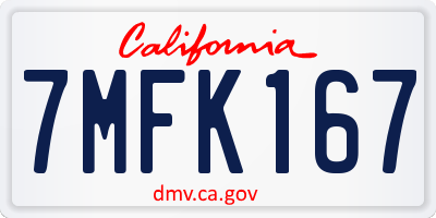 CA license plate 7MFK167