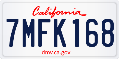 CA license plate 7MFK168