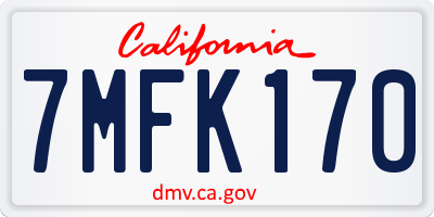 CA license plate 7MFK170