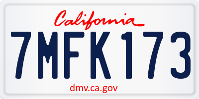 CA license plate 7MFK173