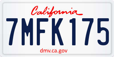 CA license plate 7MFK175
