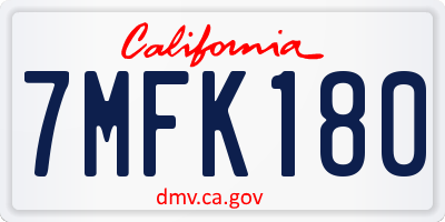 CA license plate 7MFK180