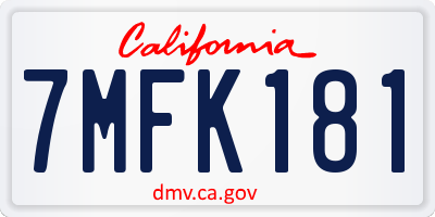 CA license plate 7MFK181