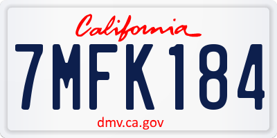 CA license plate 7MFK184