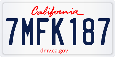 CA license plate 7MFK187