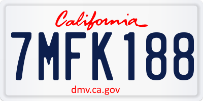 CA license plate 7MFK188