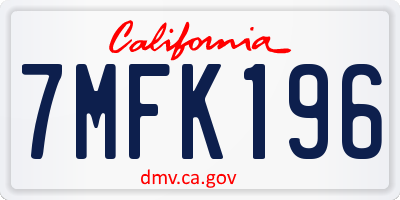 CA license plate 7MFK196