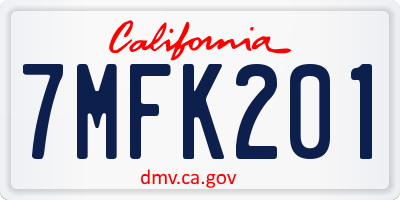 CA license plate 7MFK201