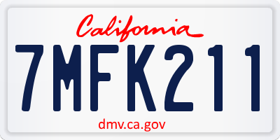 CA license plate 7MFK211