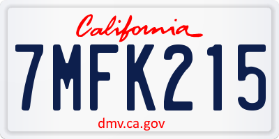 CA license plate 7MFK215