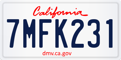 CA license plate 7MFK231