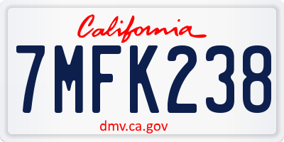 CA license plate 7MFK238