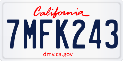 CA license plate 7MFK243