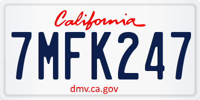 CA license plate 7MFK247
