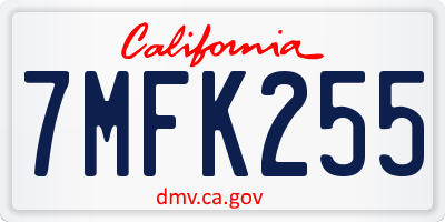 CA license plate 7MFK255