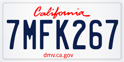 CA license plate 7MFK267