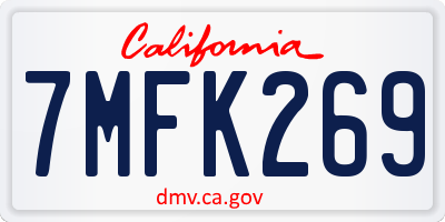 CA license plate 7MFK269