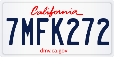 CA license plate 7MFK272