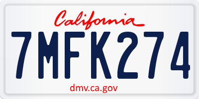 CA license plate 7MFK274