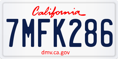 CA license plate 7MFK286