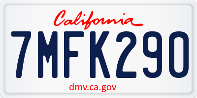 CA license plate 7MFK290