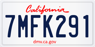 CA license plate 7MFK291