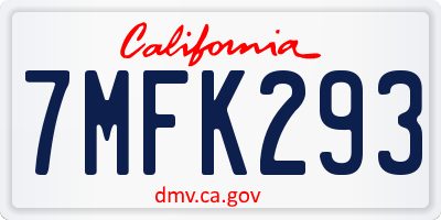 CA license plate 7MFK293