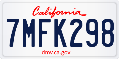 CA license plate 7MFK298