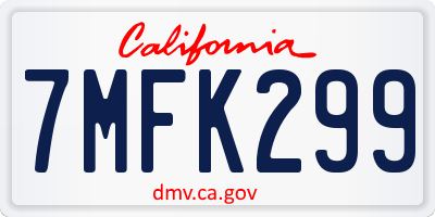 CA license plate 7MFK299