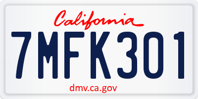CA license plate 7MFK301