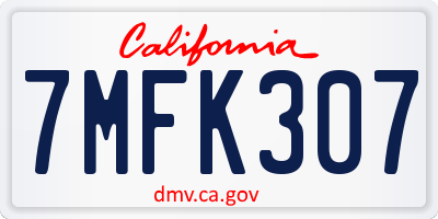 CA license plate 7MFK307