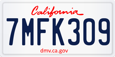 CA license plate 7MFK309