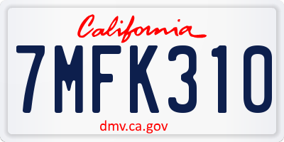 CA license plate 7MFK310