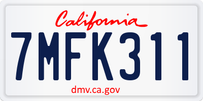 CA license plate 7MFK311