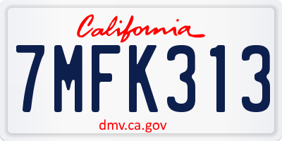 CA license plate 7MFK313