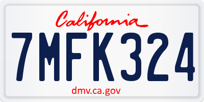 CA license plate 7MFK324