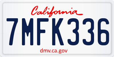 CA license plate 7MFK336