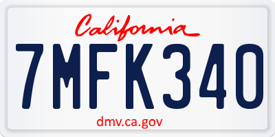 CA license plate 7MFK340