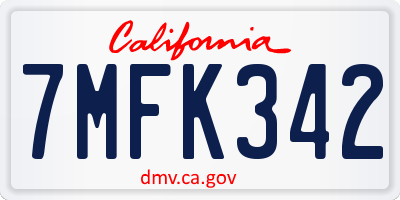 CA license plate 7MFK342
