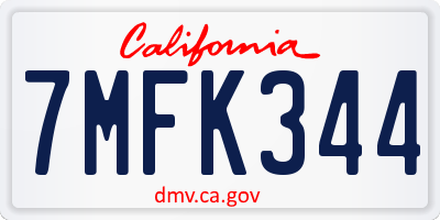 CA license plate 7MFK344