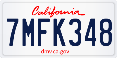CA license plate 7MFK348