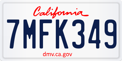 CA license plate 7MFK349